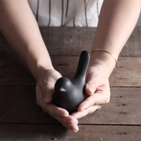 Black and White Ceramic Birds Home Interior Figurines - 4pcs - Belly Pots