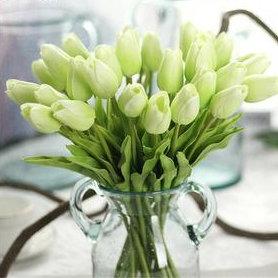 Green Tulips Artificial Flowers for Home & Wedding decoration - Belly Pots