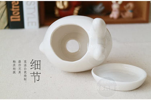 Cute Animal White Ceramic Flowerpot - Belly Pots