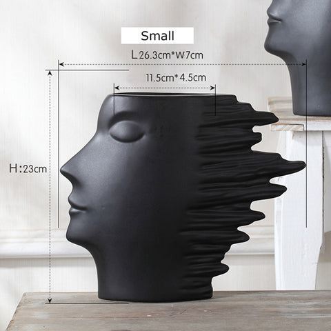 Minimalist Abstract Head Figurine Vase - 2/4pcs - Belly Pots