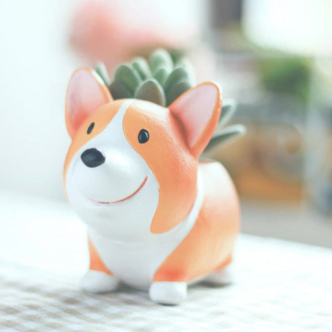Creative Resin Corgi Succulent Plant Pot - 1pc - Belly Pots