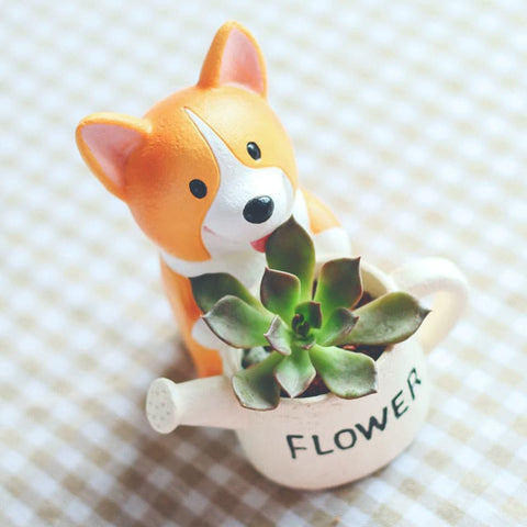 Creative Resin Corgi Succulent Plant Pot - 1pc - Belly Pots