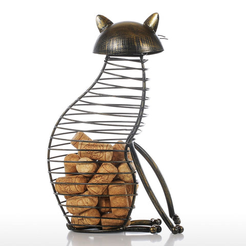 Metal Cat Wine Cork Holder - Belly Pots