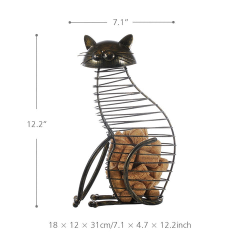 Metal Cat Wine Cork Holder - Belly Pots