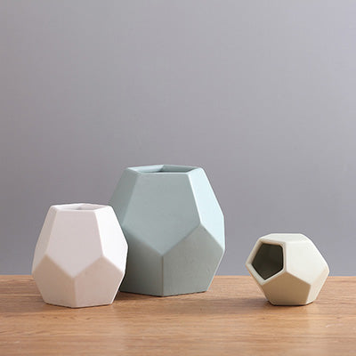New Geometry Style Ceramic Vase - Belly Pots