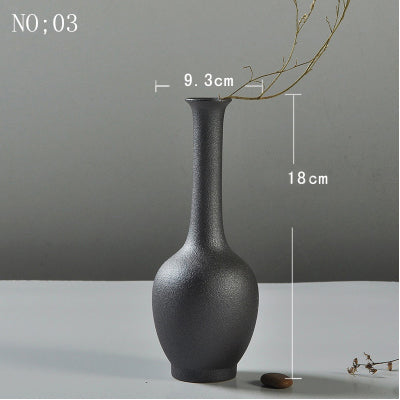Modern Minimalist Ceramic Black Vase - 1pc - Belly Pots