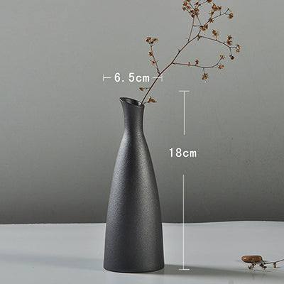Modern Minimalist Ceramic Black Vase - 1pc - Belly Pots