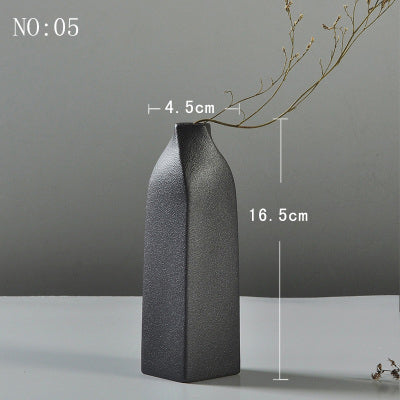 Modern Minimalist Ceramic Black Vase - 1pc - Belly Pots