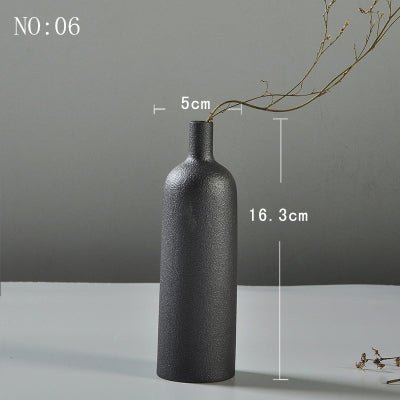 Modern Minimalist Ceramic Black Vase - 1pc - Belly Pots