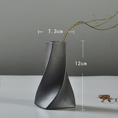 Modern Minimalist Ceramic Black Vase - 1pc - Belly Pots