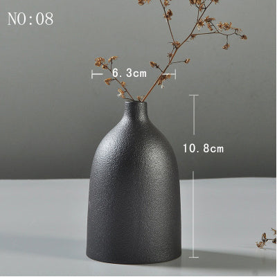 Modern Minimalist Ceramic Black Vase - 1pc - Belly Pots