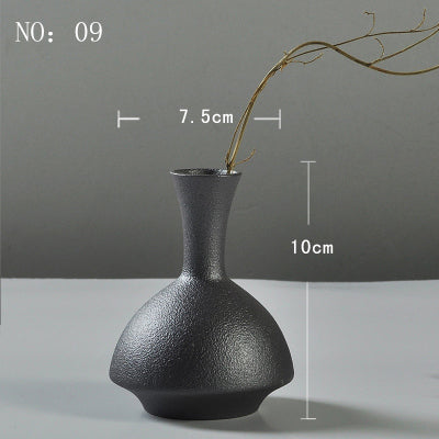 Modern Minimalist Ceramic Black Vase - 1pc - Belly Pots
