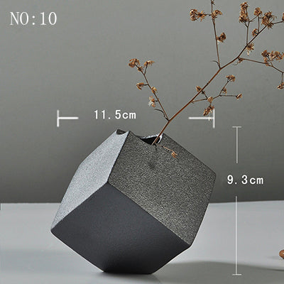 Modern Minimalist Ceramic Black Vase - 1pc - Belly Pots