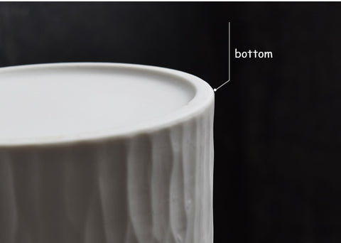 Natural Wavy Design White Ceramic Flower Vase - Belly Pots
