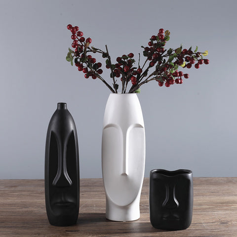 Minimalist Abstract Head Ceramic Vase - 1/6 pcs - Belly Pots