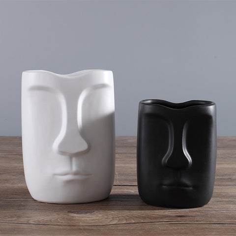 Minimalist Abstract Head Ceramic Vase - 1/6 pcs - Belly Pots