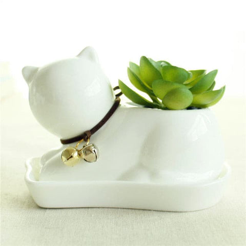 Cute Animal White Ceramic Flowerpot - Belly Pots