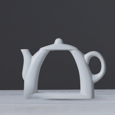 Fashion Modern Tea Cup Style White Ceramic Tabletop Vase - Belly Pots