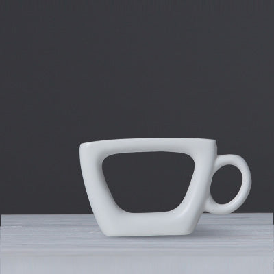 Fashion Modern Tea Cup Style White Ceramic Tabletop Vase - Belly Pots