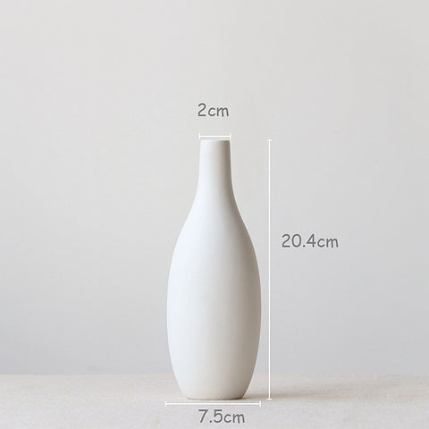 Japanese Style White Ceramic Flower Vase - Belly Pots