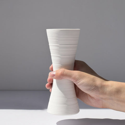 Modern Linear Design Ceramic Vase - Belly Pots