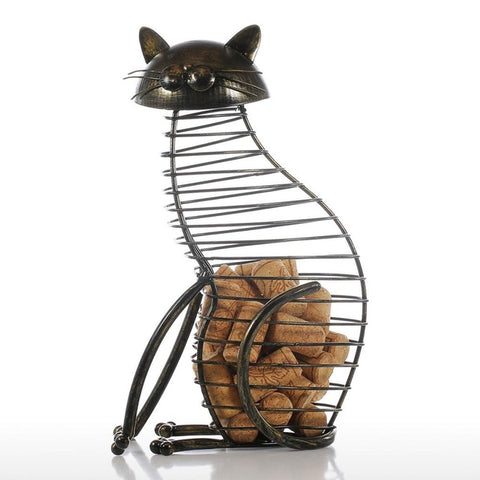 Metal Cat Wine Cork Holder - Belly Pots