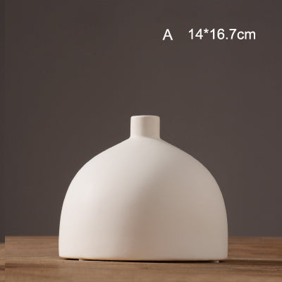 Modern White /Black Ceramic Vase - Belly Pots