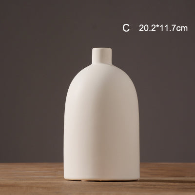 Modern White /Black Ceramic Vase - Belly Pots