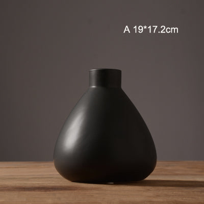 Modern White /Black Ceramic Vase - Belly Pots
