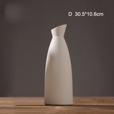 Modern White /Black Ceramic Vase - Belly Pots