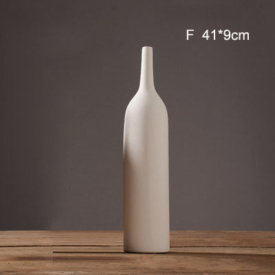 Modern White /Black Ceramic Vase - Belly Pots
