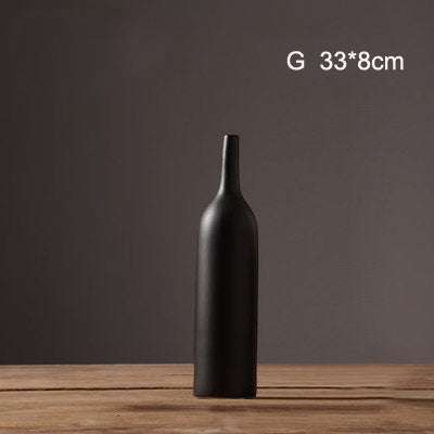 Modern White /Black Ceramic Vase - Belly Pots