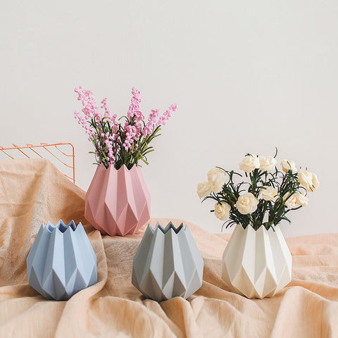 Modern Mini Striated Ceramic Vase - Belly Pots