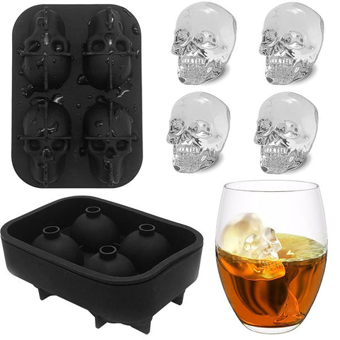 Creative 4 Hole Skull Mold Silicone Ice Tray - Belly Pots