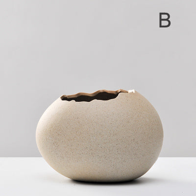Mini Imitation Eggshell Coarse Ceramic Vase - Belly Pots