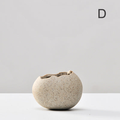 Mini Imitation Eggshell Coarse Ceramic Vase - Belly Pots