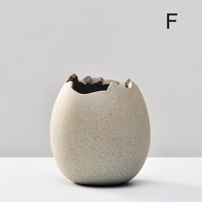 Mini Imitation Eggshell Coarse Ceramic Vase - Belly Pots
