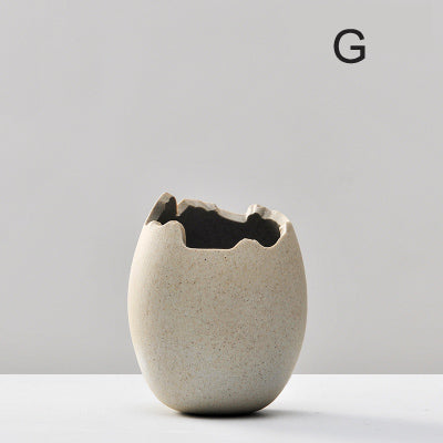 Mini Imitation Eggshell Coarse Ceramic Vase - Belly Pots