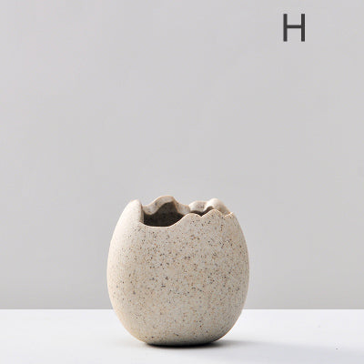 Mini Imitation Eggshell Coarse Ceramic Vase - Belly Pots