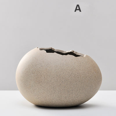 Mini Imitation Eggshell Coarse Ceramic Vase - Belly Pots