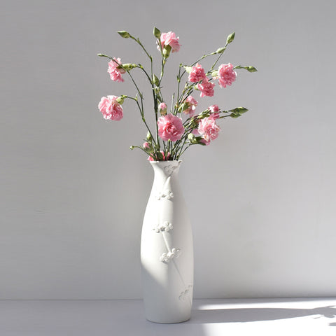 White Matte Ceramic Flower Vase - Belly Pots