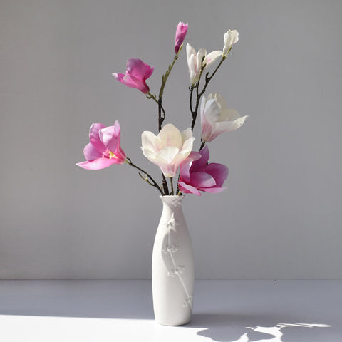 White Matte Ceramic Flower Vase - Belly Pots