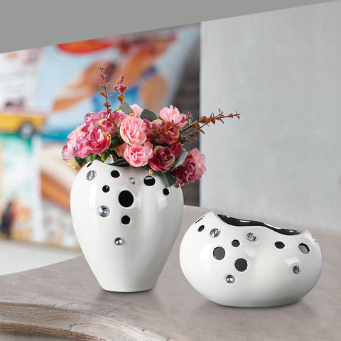 New Modern Rhinestone Ceramic Vase - Belly Pots