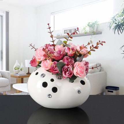 New Modern Rhinestone Ceramic Vase - Belly Pots