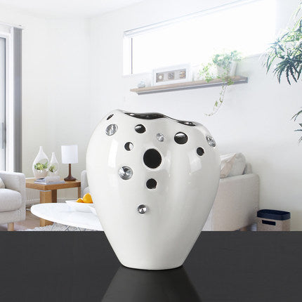 New Modern Rhinestone Ceramic Vase - Belly Pots