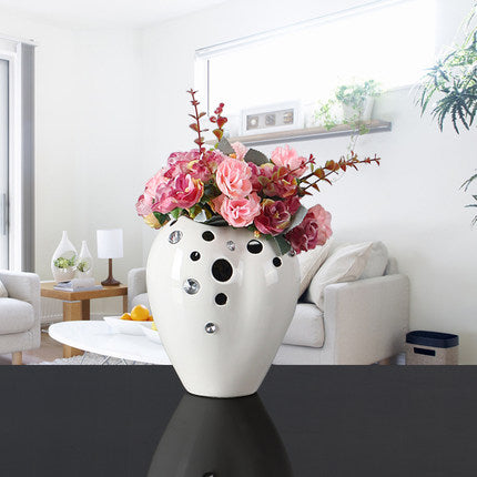 New Modern Rhinestone Ceramic Vase - Belly Pots
