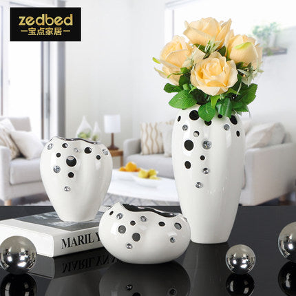 New Modern Rhinestone Ceramic Vase - Belly Pots
