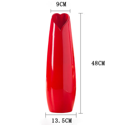 Red Heart Ceramic Vase - Belly Pots
