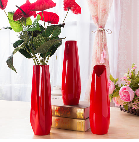 Red Heart Ceramic Vase - Belly Pots