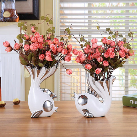 European Ceramic Fish Couples Vase - 2pcs - Belly Pots